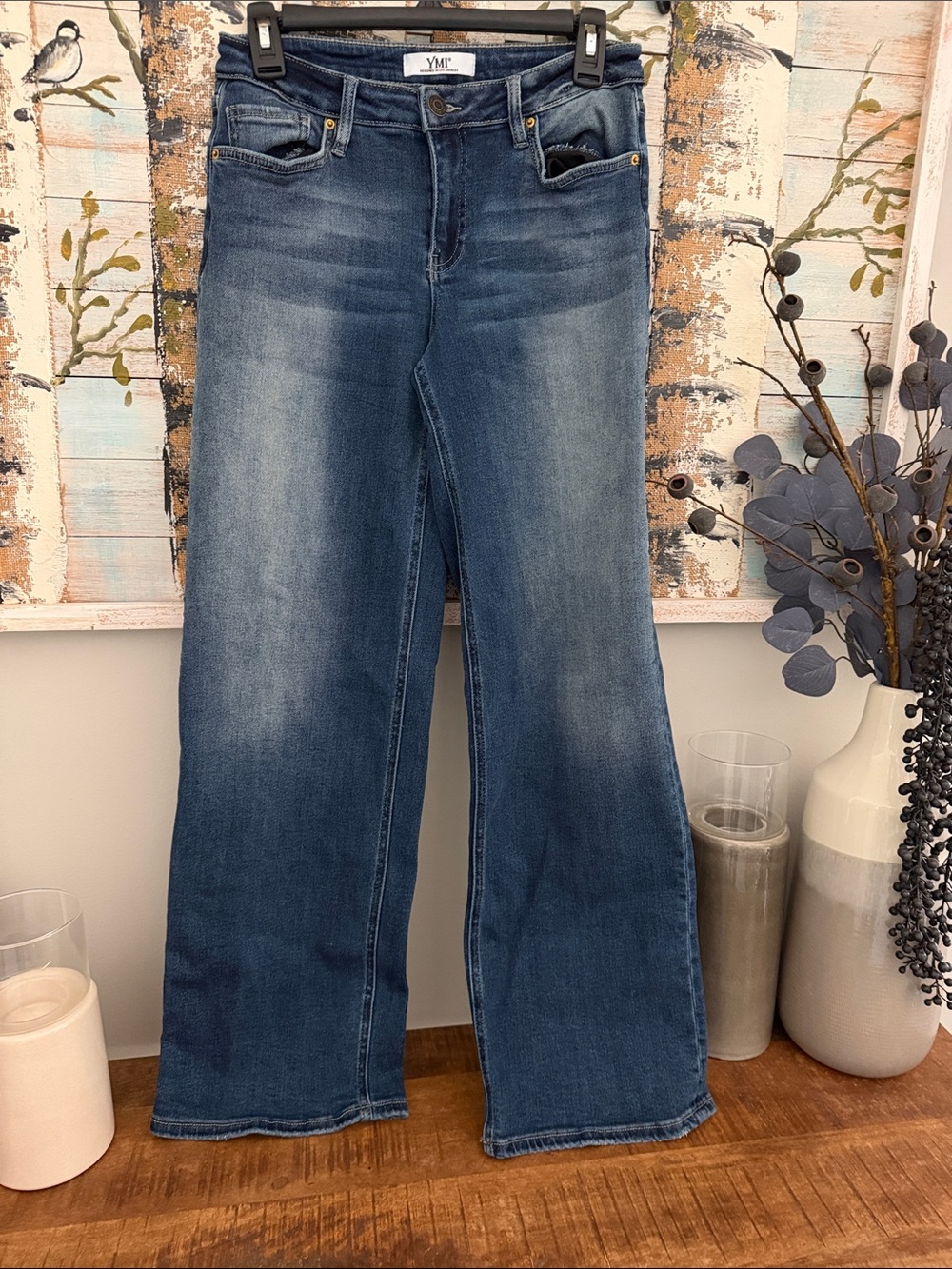 YMI Women's Denim Wide-Leg Jeans